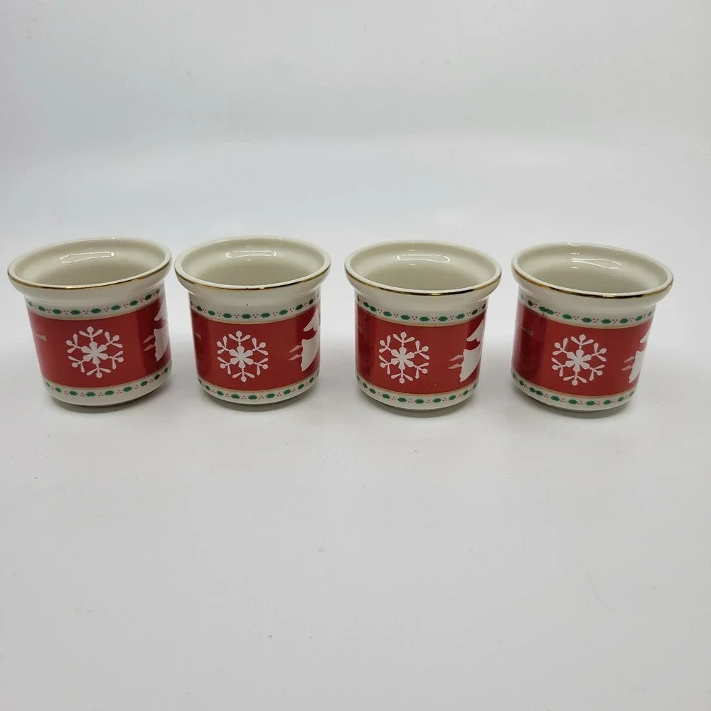 UCAGCO Japan Set of 4 Christmas Angel Snowflake Votive Candle Holders Vintage